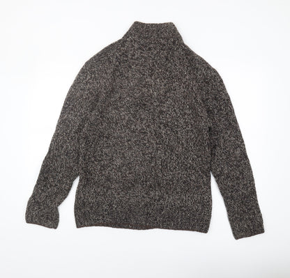 Lee Cooper Men's Brown Wool Full Zip Jumper, S