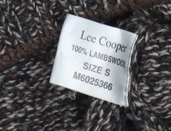 Lee Cooper Men's Brown Wool Full Zip Jumper, S