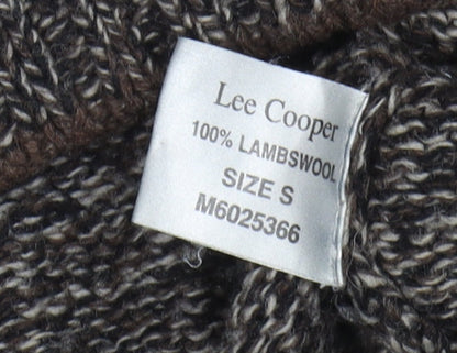 Lee Cooper Men's Brown Wool Full Zip Jumper, S