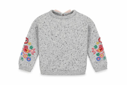 John Lewis Grey Embroidered Girls Pullover Jumper, Age 2 Years