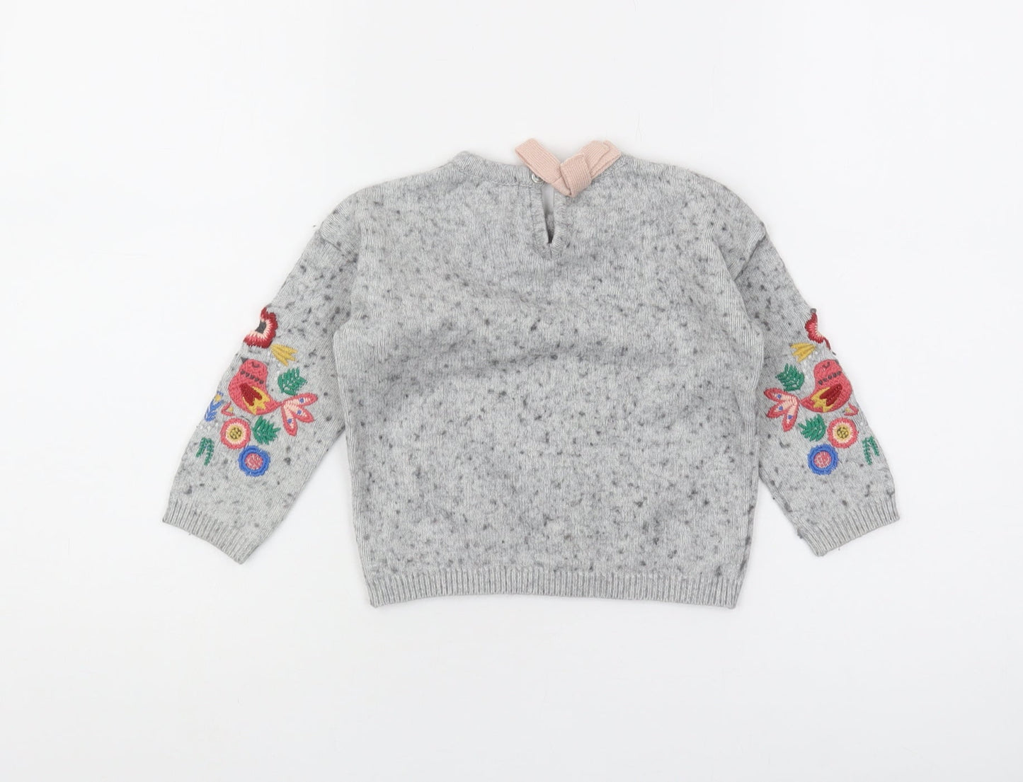 John Lewis Grey Embroidered Girls Pullover Jumper, Age 2 Years