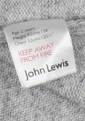 John Lewis Grey Embroidered Girls Pullover Jumper, Age 2 Years