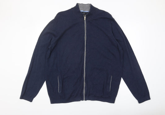 Jeff Banks Men's XL Blue Full Zip Cotton Jumper