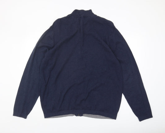 Jeff Banks Men's XL Blue Full Zip Cotton Jumper