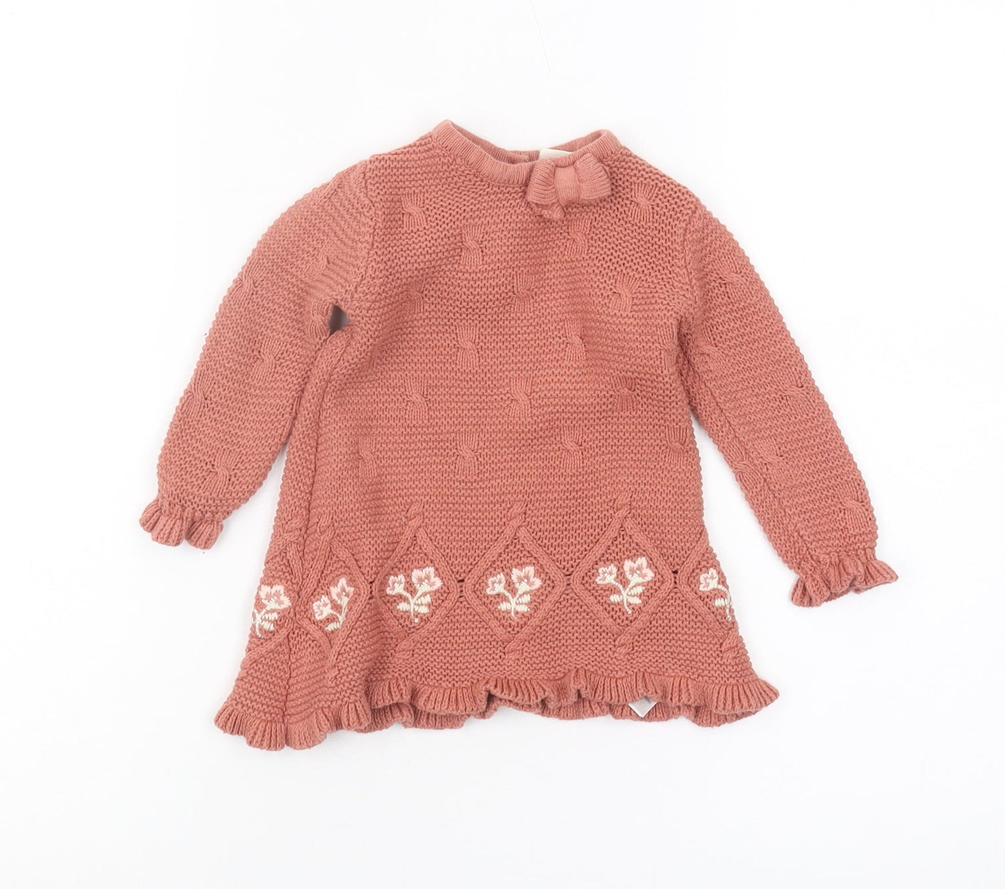 Cynthia Rowley Pink Floral Knit Jumper Unisex 3-6M Pullover