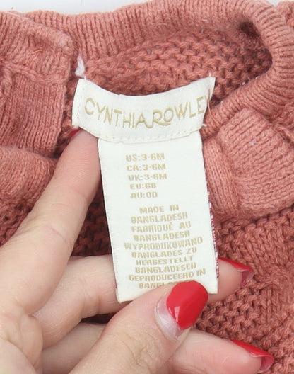 Cynthia Rowley Pink Floral Knit Jumper Unisex 3-6M Pullover