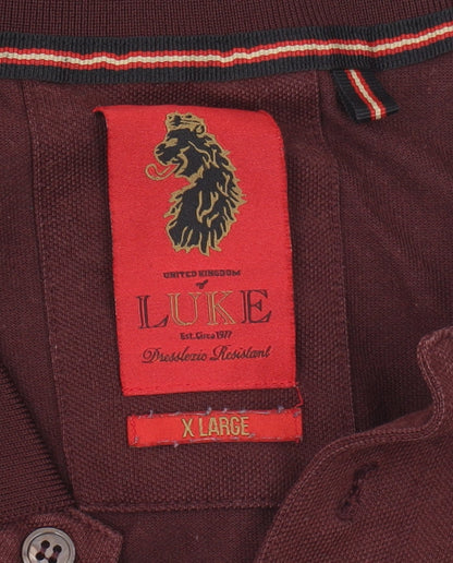 Luke Men's Red Long Sleeve Polo XL Casual