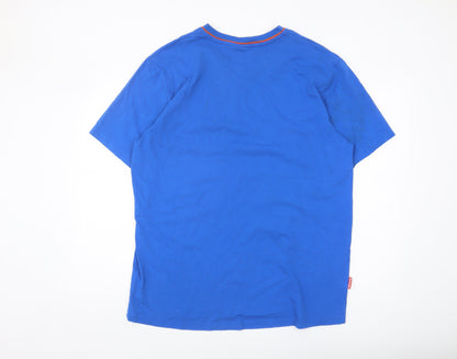 Slazenger Men's Blue Cotton T-Shirt, XL V-Neck Logo