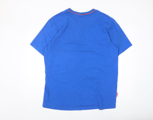 Slazenger Men's Blue Cotton T-Shirt, XL V-Neck Logo