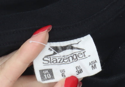 Womens UK Size 10 Slazenger Black Basic T-Shirt