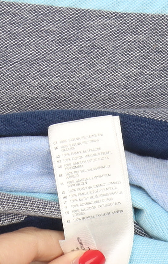 Maine New England Men's Blue Striped Polo Shirt, Size S