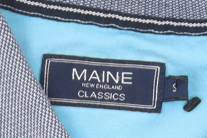Maine New England Men's Blue Striped Polo Shirt, Size S