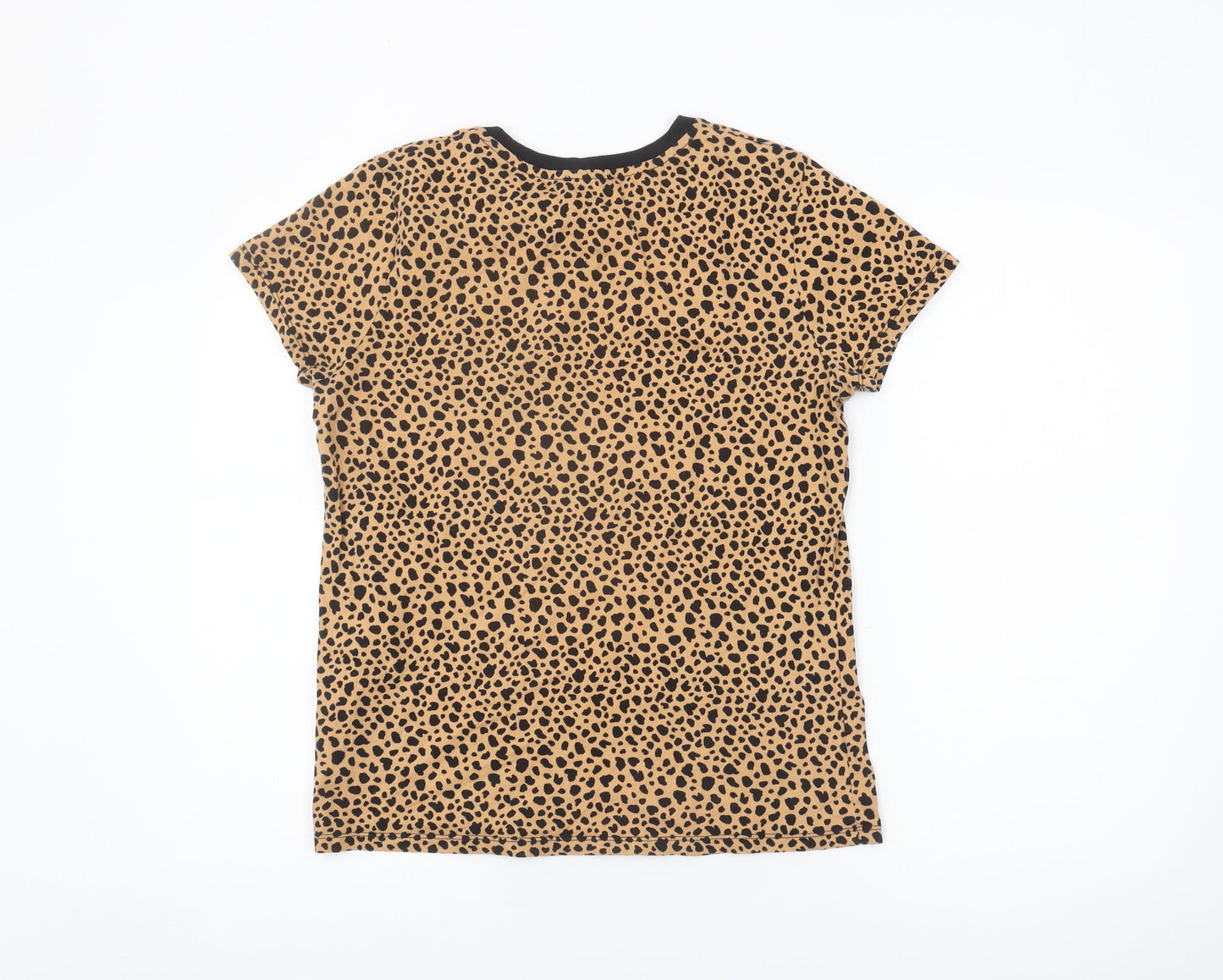 Womens UK Size 12 Warehouse Beige Ringer T-Shirt
