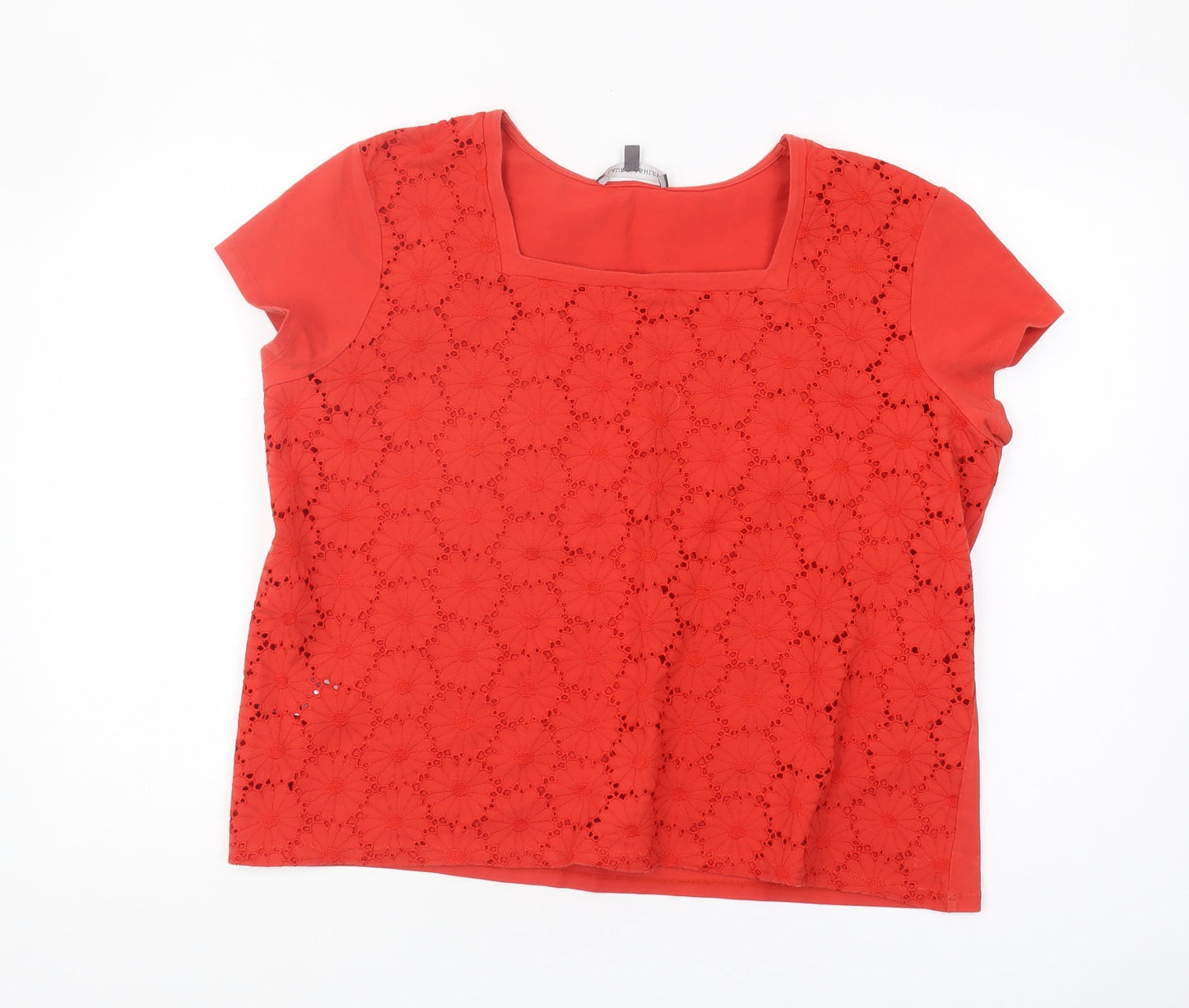 Laura Ashley Red Women's Floral Embroidered Blouse Size 18