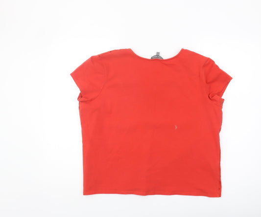 Laura Ashley Red Women's Floral Embroidered Blouse Size 18