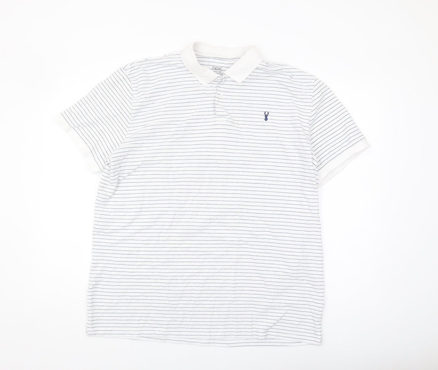 Next Men's White Striped Polo Shirt XL
