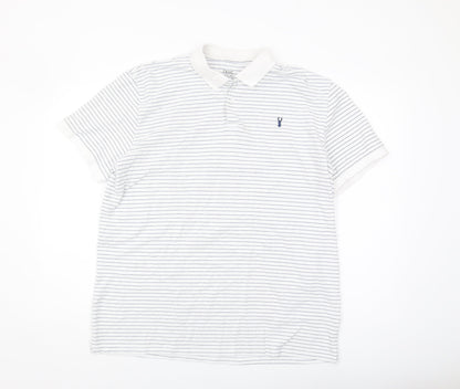 Next Men's White Striped Polo Shirt XL