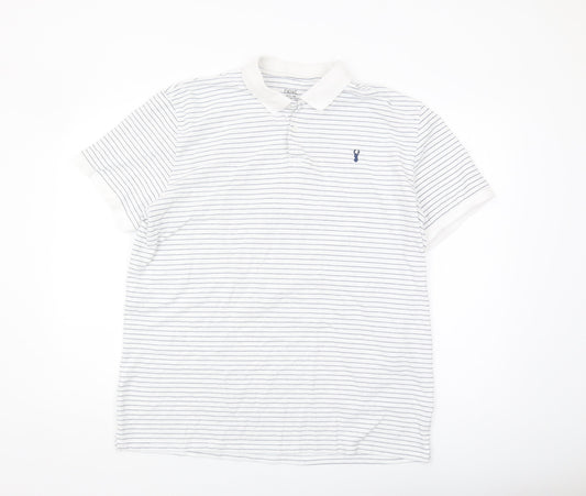 Next Men's White Striped Polo Shirt XL