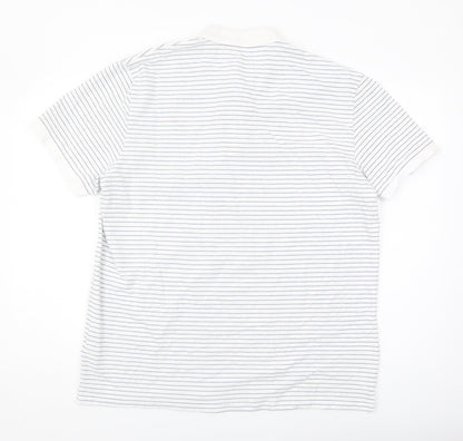 Next Men's White Striped Polo Shirt XL