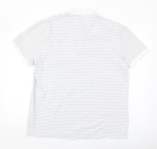 Next Men's White Striped Polo Shirt XL