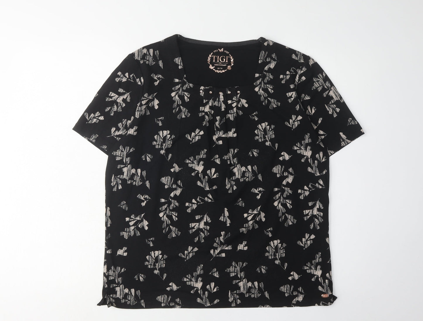 Womens UK Size 14 TIGI Black Basic T-Shirt