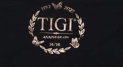 Womens UK Size 14 TIGI Black Basic T-Shirt