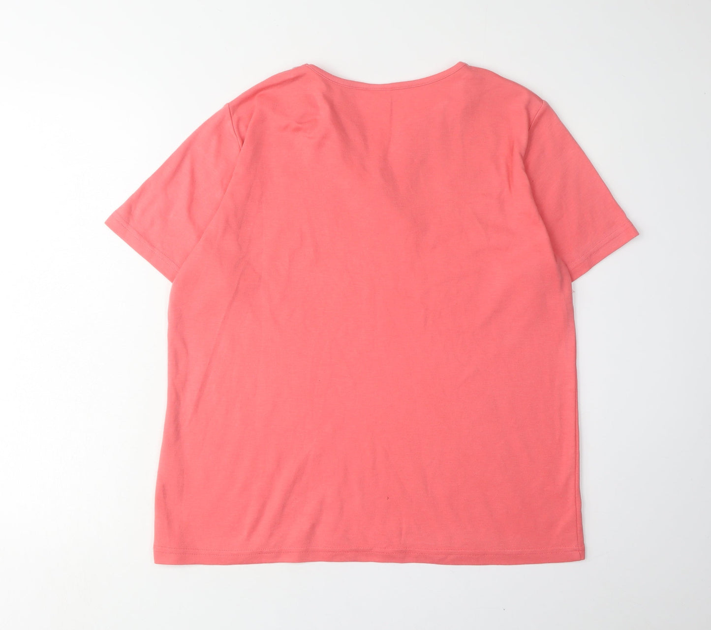 Damart Women's Pink Sequin V-Neck T-Shirt Size 16