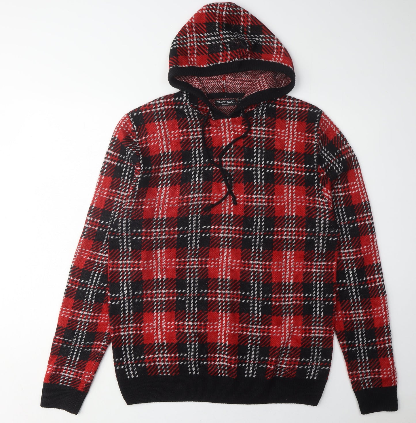 Brave Soul Men's Red XL Plaid Pullover Jumper