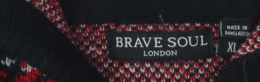 Brave Soul Men's Red XL Plaid Pullover Jumper