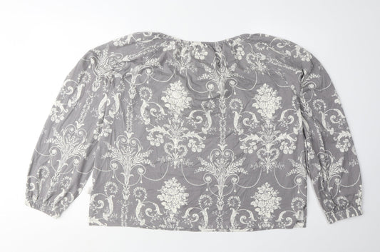 Laura Ashley Women's Grey Floral Blouse Size 14