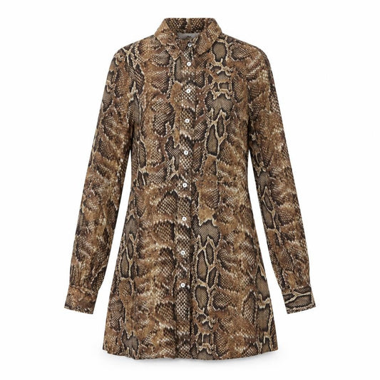 MNG Women's Brown Animal Print Shirt Dress XS