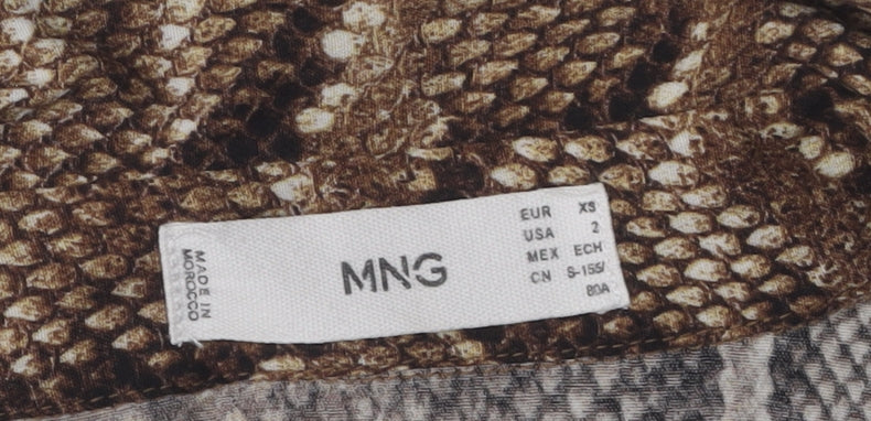 MNG Women's Brown Animal Print Shirt Dress XS