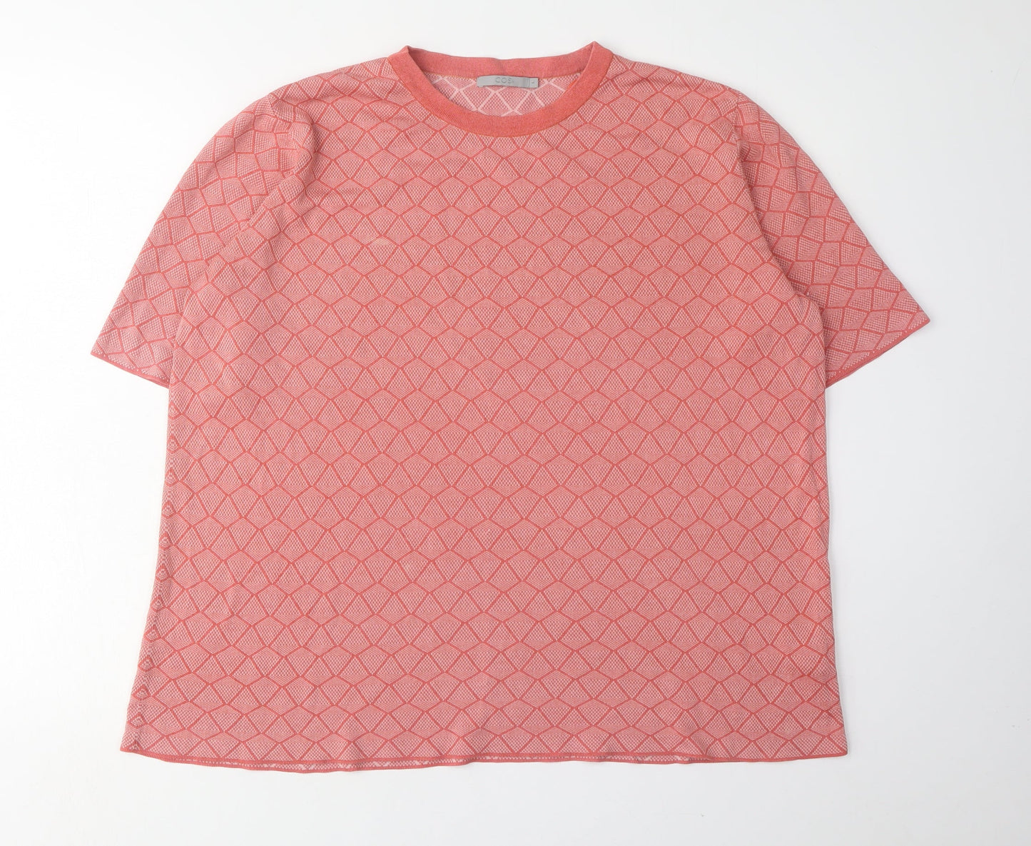 COS Men's Red Argyle Knit Pullover Jumper L