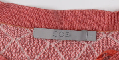 COS Men's Red Argyle Knit Pullover Jumper L