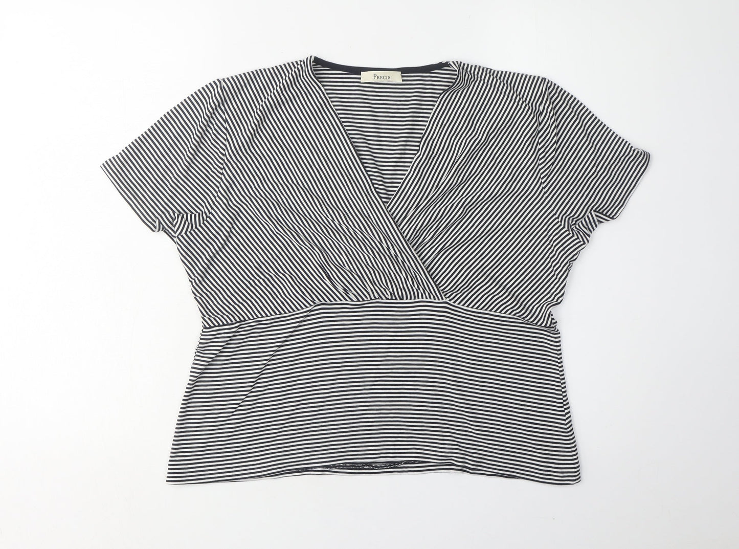 Womens UK Size L Precis Black Wrap T-Shirt