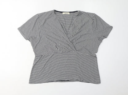 Womens UK Size L Precis Black Wrap T-Shirt