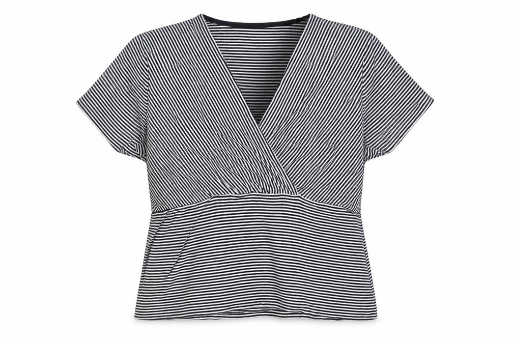 Womens UK Size L Precis Black Wrap T-Shirt
