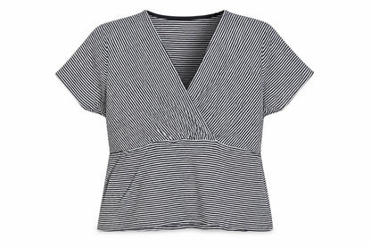 Womens UK Size L Precis Black Wrap T-Shirt