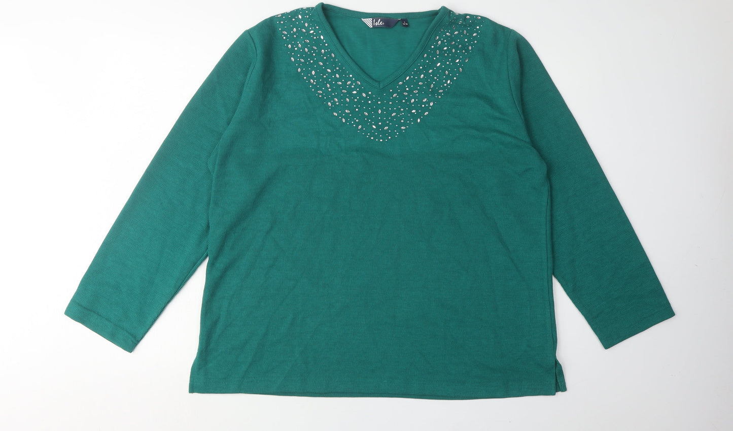Womens UK Size L Isle Green Pullover Jumper
