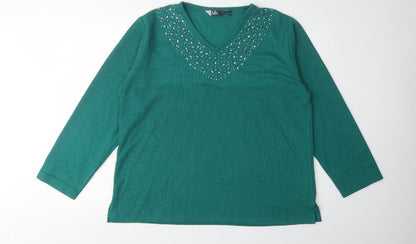 Womens UK Size L Isle Green Pullover Jumper