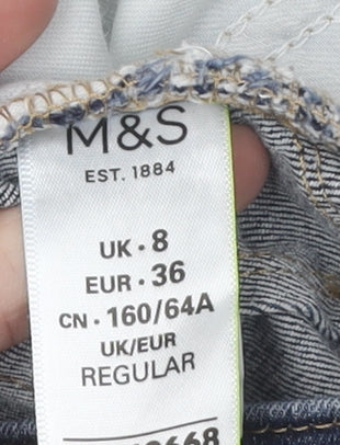 Womens UK Size 8 Marks and Spencer Regular Fit Casual Blue Trousers