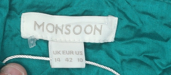 Monsoon Women's Green A-Line Midi Dress, UK 14