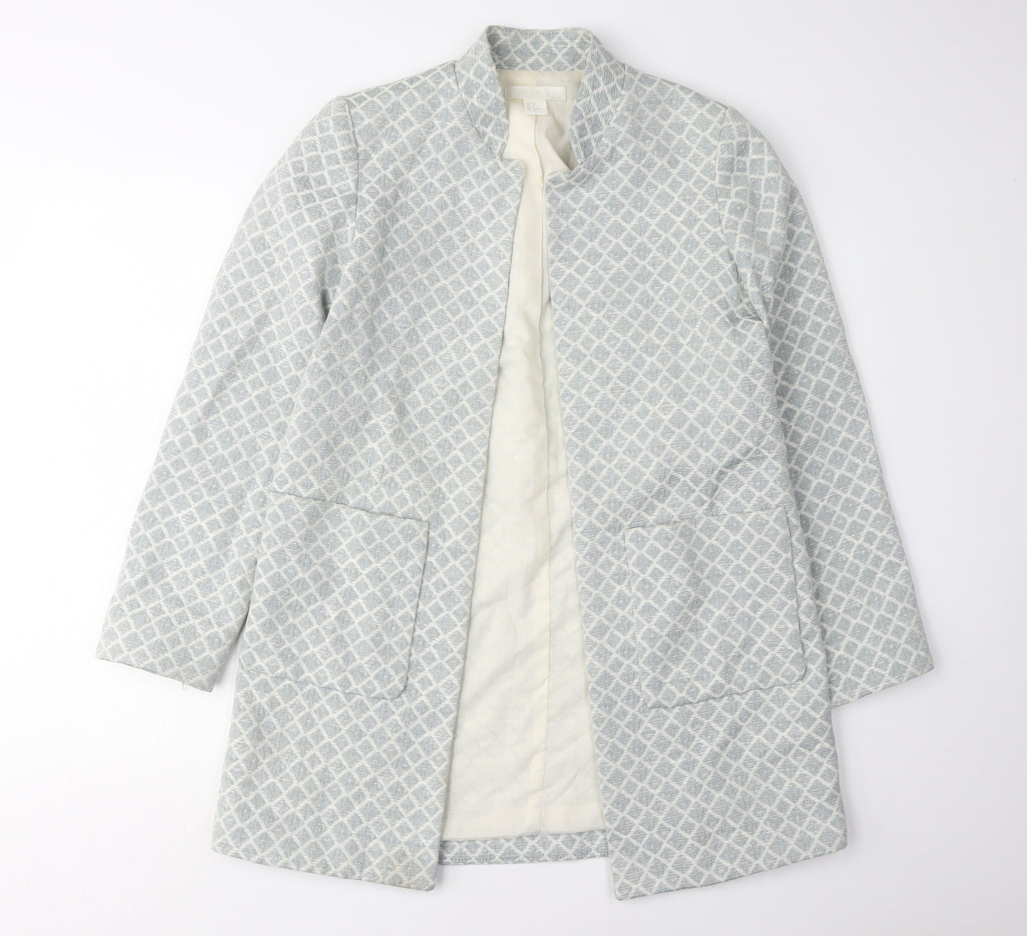 H&M Women Grey Geometric Pattern Suit Jacket
