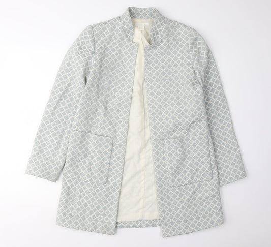 H&M Women Grey Geometric Pattern Suit Jacket