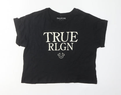 Womens UK Size XS True Religion Black Basic T-Shirt