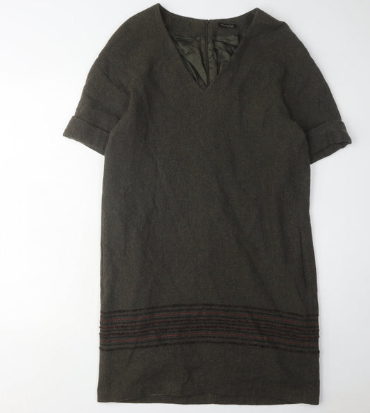 Massimo Dutti Women's Wool V-Neck Dress M