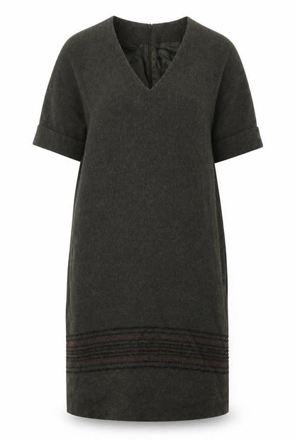 Massimo Dutti Women's Wool V-Neck Dress M