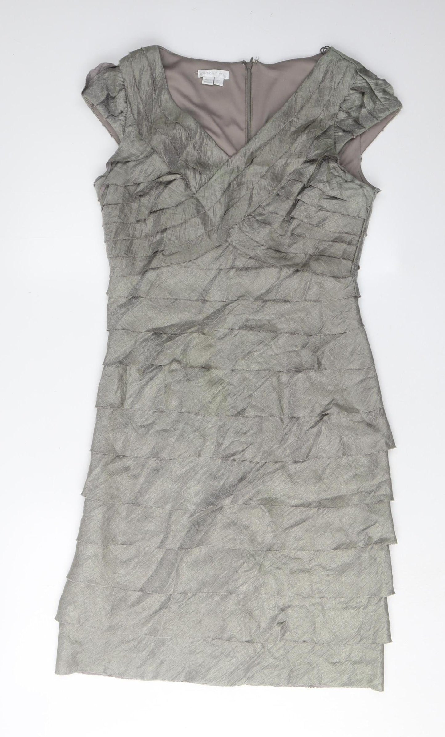 London Times Grey Sheath Dress Women Size 10