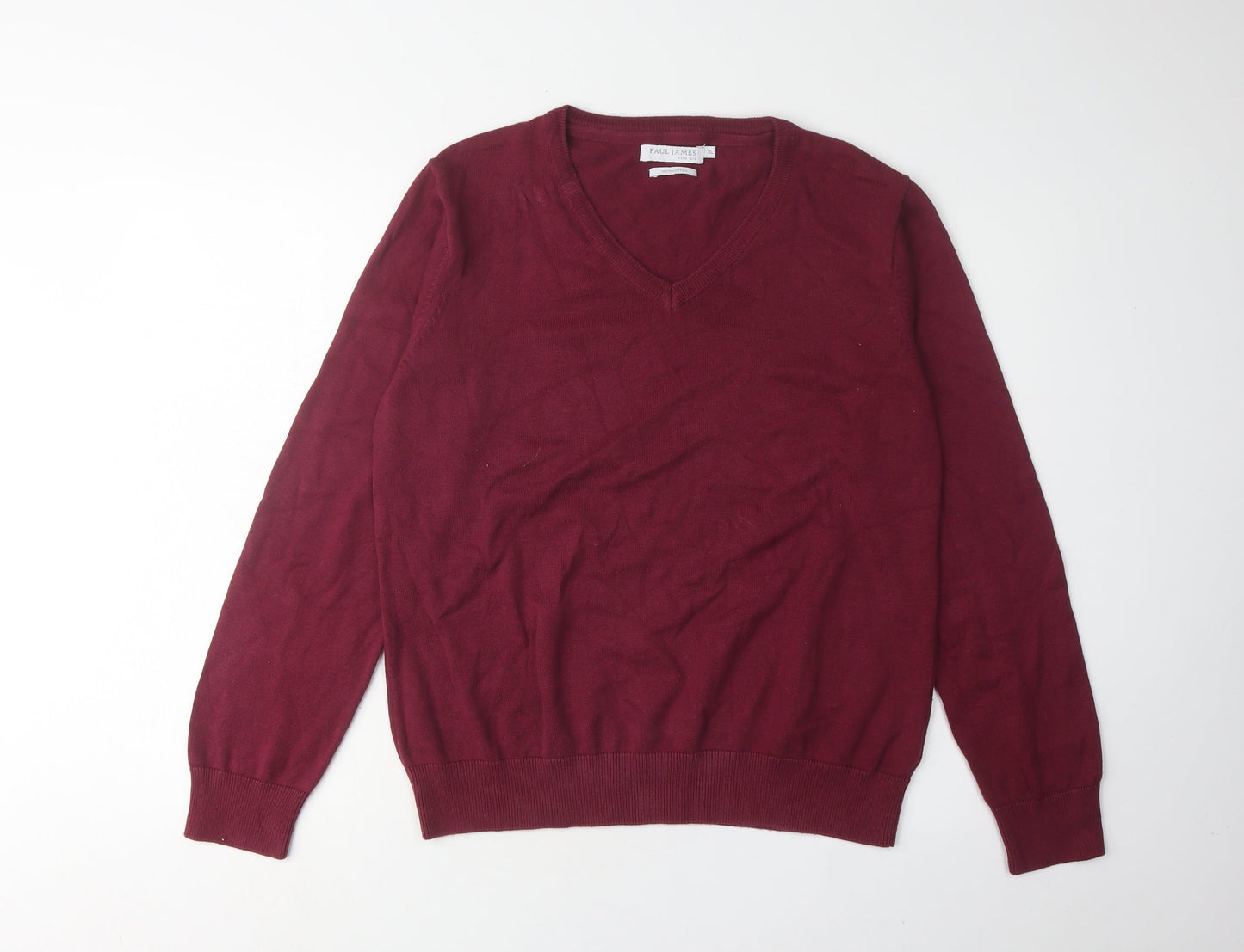 Paul James Men's Red XL V-Neck Pullover Jumper