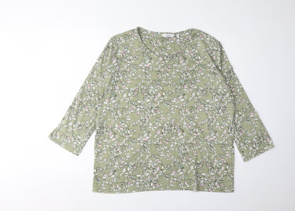 Isle Women's Green Floral 3/4 Sleeve Top Size L